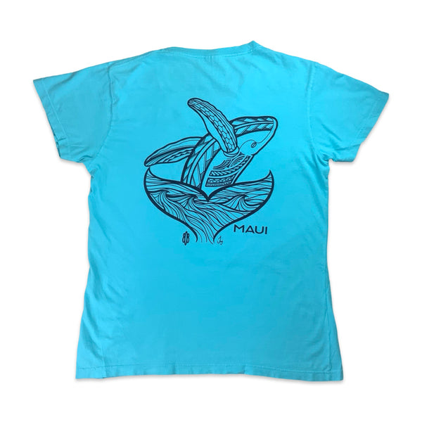 Tribal Whale2 Ladies V-Neck- (Large and X-Large Only)