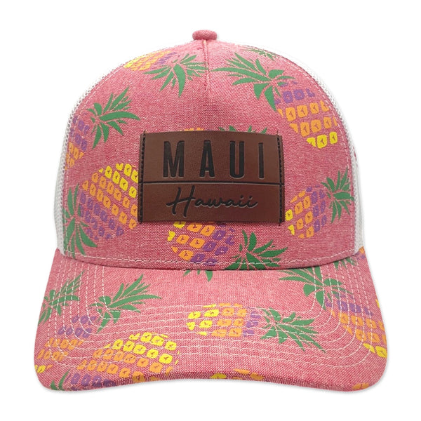 Maui Hawaii Leather Patch Trucker Hat